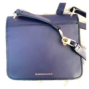 Navy leather BCBG crossbody handbag